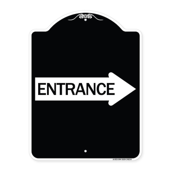Signmission Right Arrow Entrance Heavy-Gauge Aluminum Architectural Sign, 24" H, BW-1824-24234 A-DES-BW-1824-24234 - main